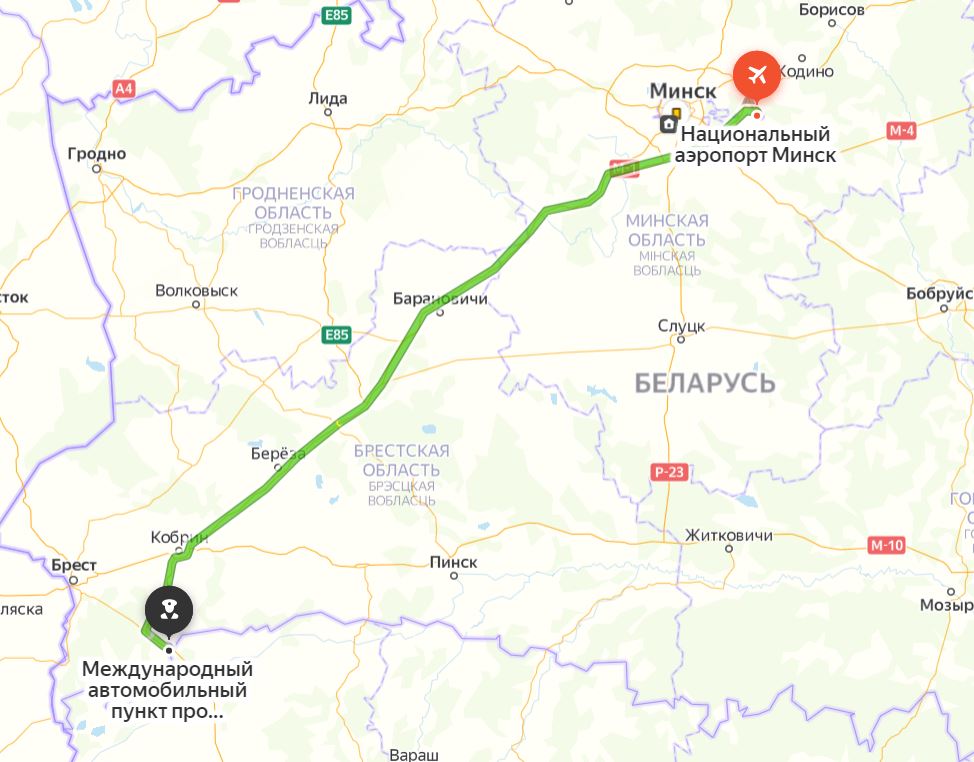 трансфер из Минска до границы Украины (таможенный пункт пропуска Мокраны - Доманово)